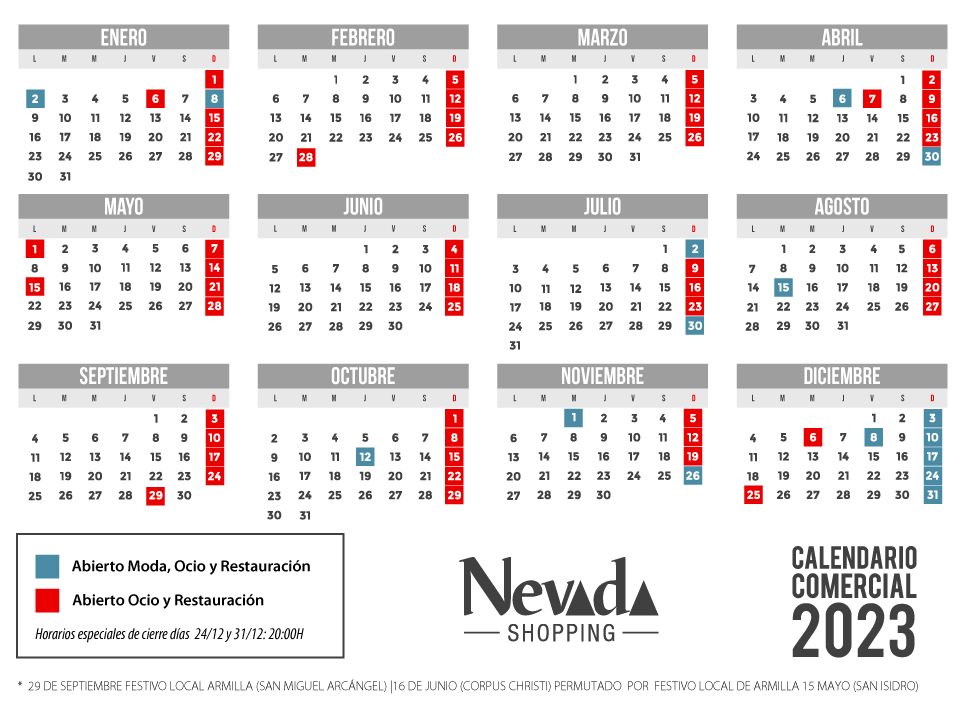 Aparecer gris dividendo Horario Comercial - Nevada Shopping